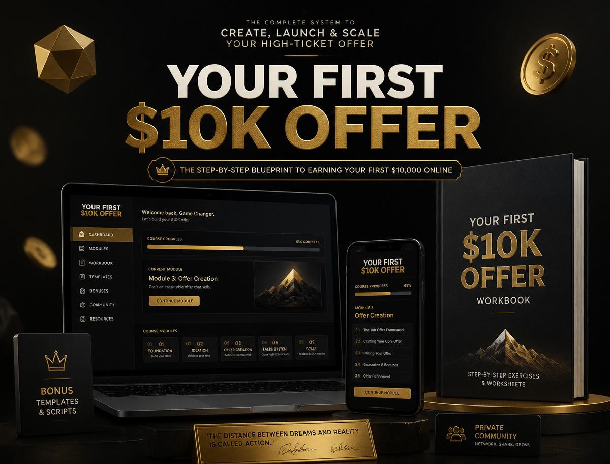 Your First $10K Offer course and workbook